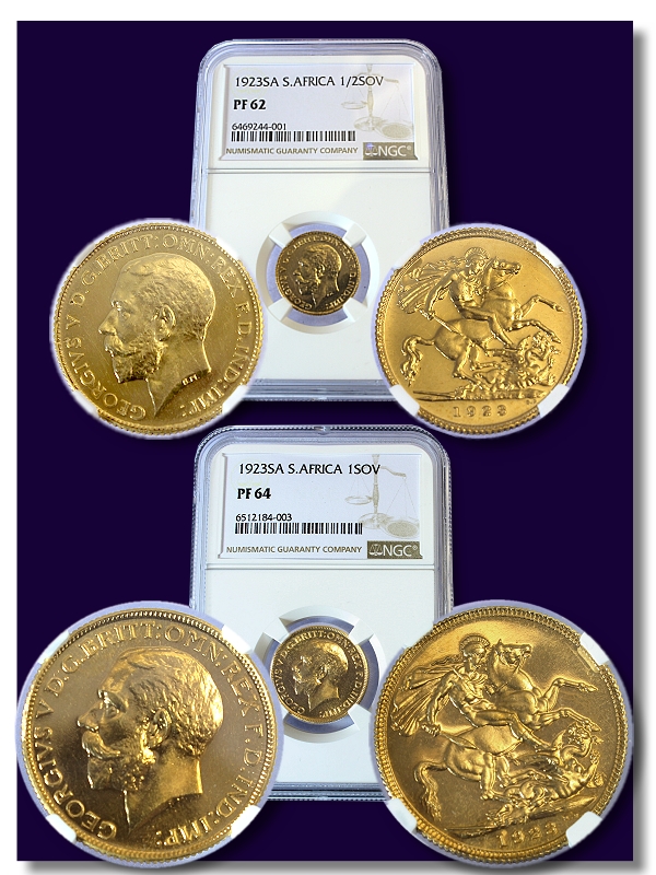 1923 Union Half Sovereign PF62 and 1 Sovereign PF64 Set