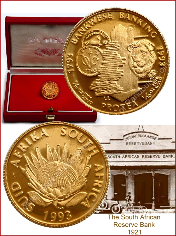 1993 Gold Proof Tenth oz Banking Protea Series coin