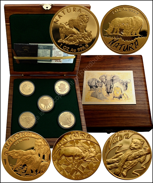 1994 1995 1996 1997 1998 Gold 1oz Natura Big Five Set