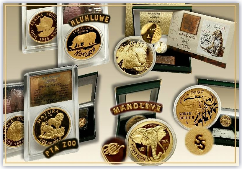 1994 to 98 Gold 5X 1oz Natura Big Five Coin Collection