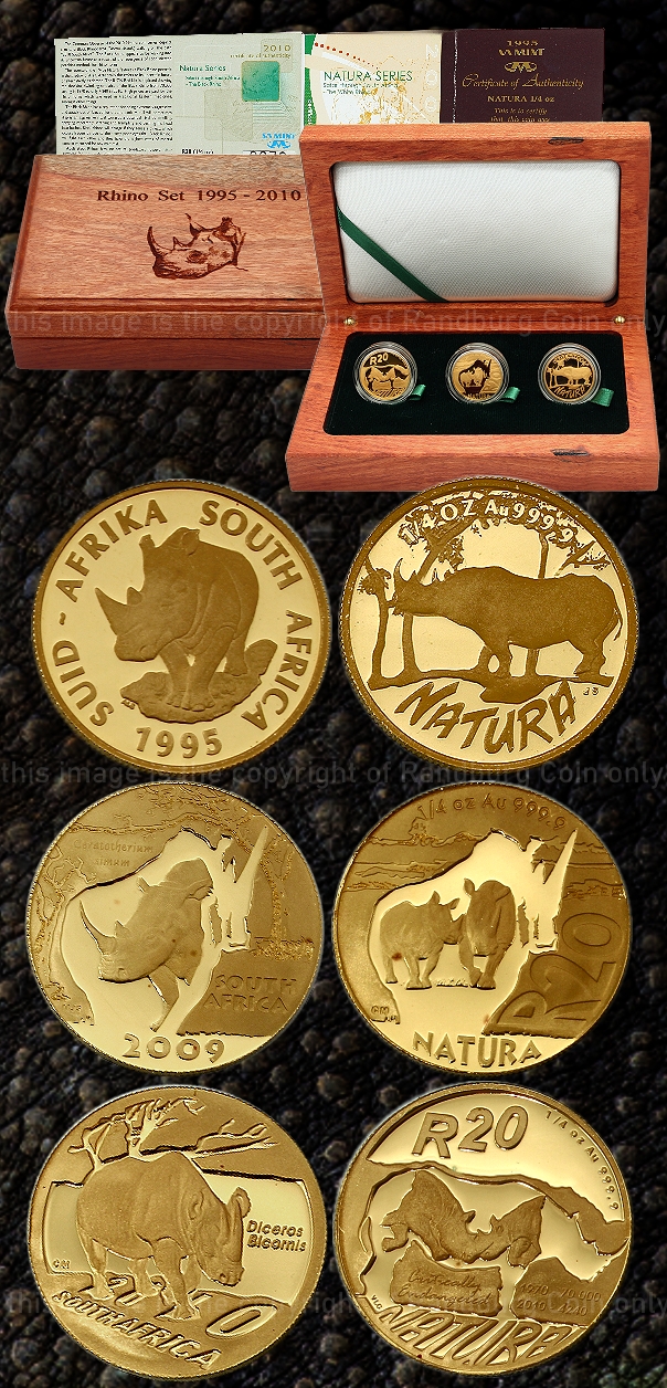 1995 2009 2010 Gold Quarter  ounces Natura Series Rhino