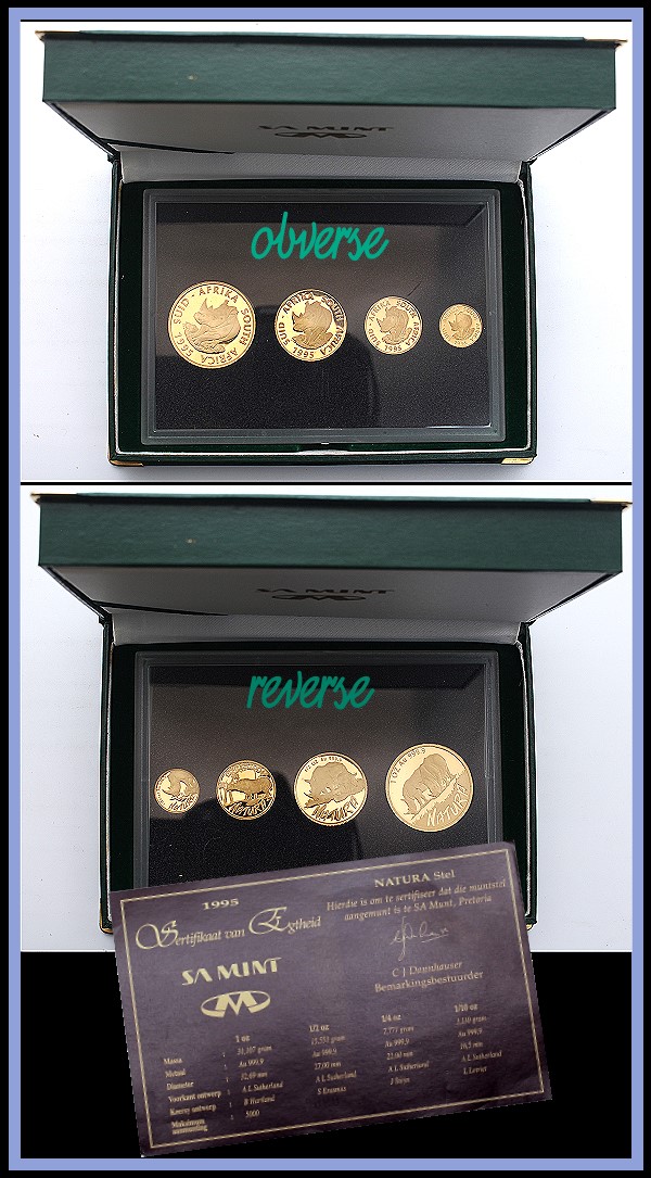 1995 Gold Proof 4 Coin Natura Rhino Set