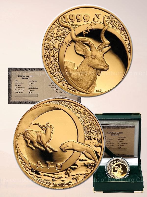 1999 Gold Half Ounce Natura Kudu Monarchs of Africa aa