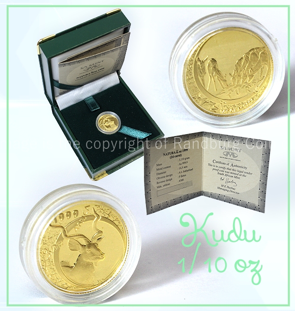 1999 Gold Tenth oz Kudu Natura Series Coin