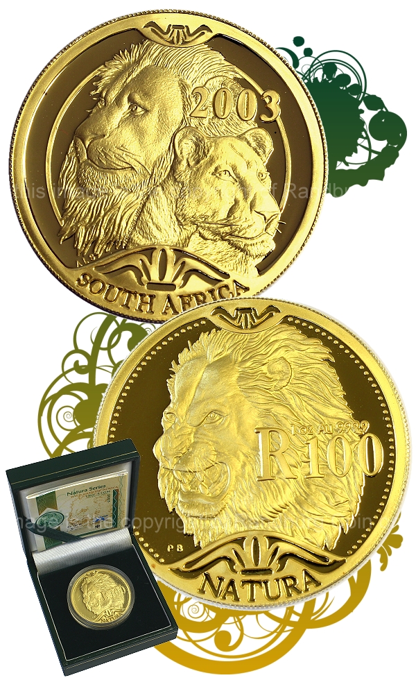 2003 Gold 1oz Lion Natura Wild Cats of Africa Series