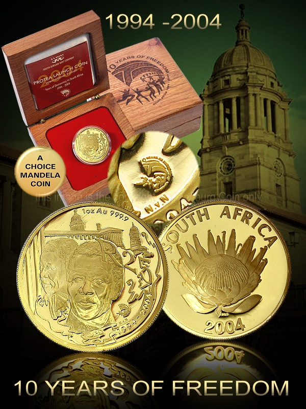 2004 Gold 1oz R25 Democracy Launch Coin International Edition