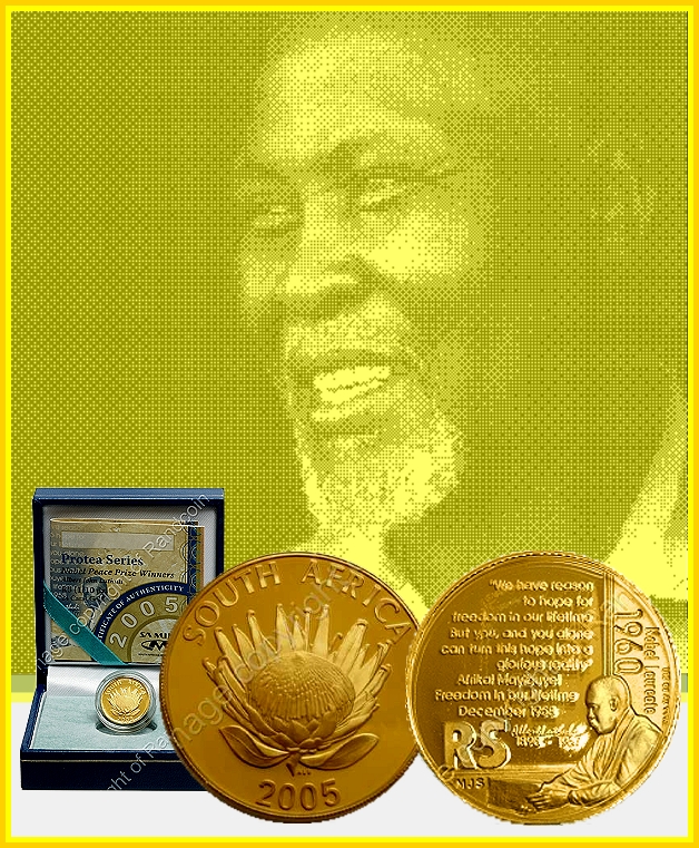 2005 Gold Proof R5 Tenth oz Luthuli Protea Series a