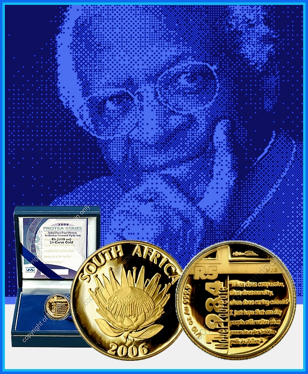 2006 Gold Proof R5 Tenth oz Desmond Tutu Protea Series