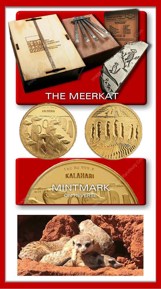 2011 Gold Proof Meerkat Natura Launch Set R100 1oz Coin