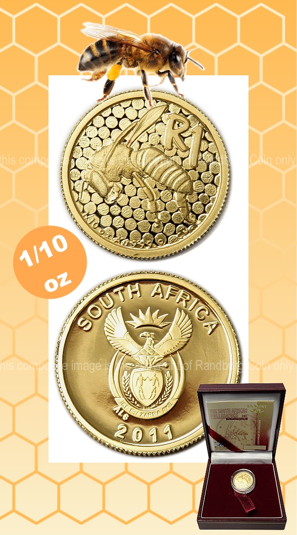 2011 Gold Tenth oz R1 The Bee South African Pollinators Series