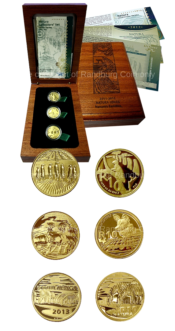 2011 to 2013 Gold Tenth oz R10 Natures Families 3 Coin Set