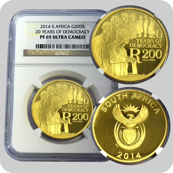 2014 Gold 1oz R200 20Yr Democracy PF69 Ultra Cameo aa