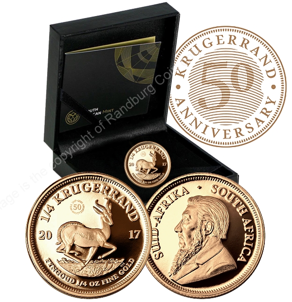 2017 Quarter oz Gold Krugerrand Issue 50th Anniversary mintmark aa