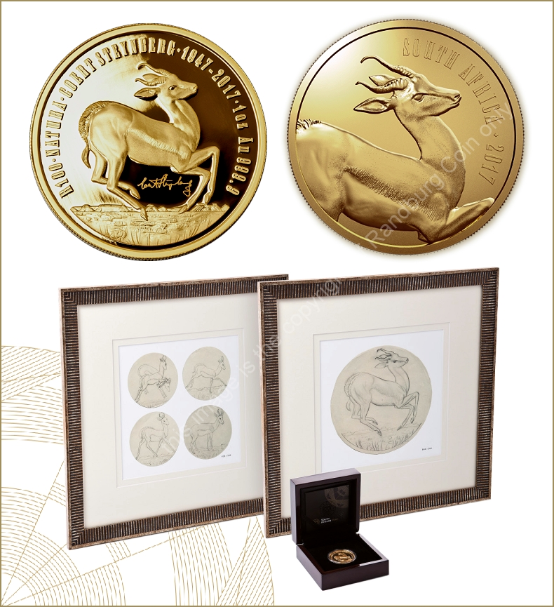 2017 R100 1 oz Gold Natura Springbok Coin mintmark