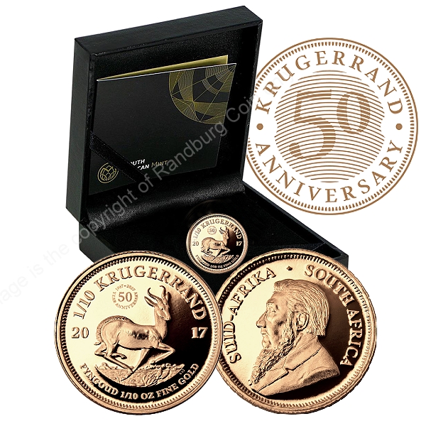 2017 Tenth oz Gold Krugerrand Issue 50th Anniversary mintmark aa