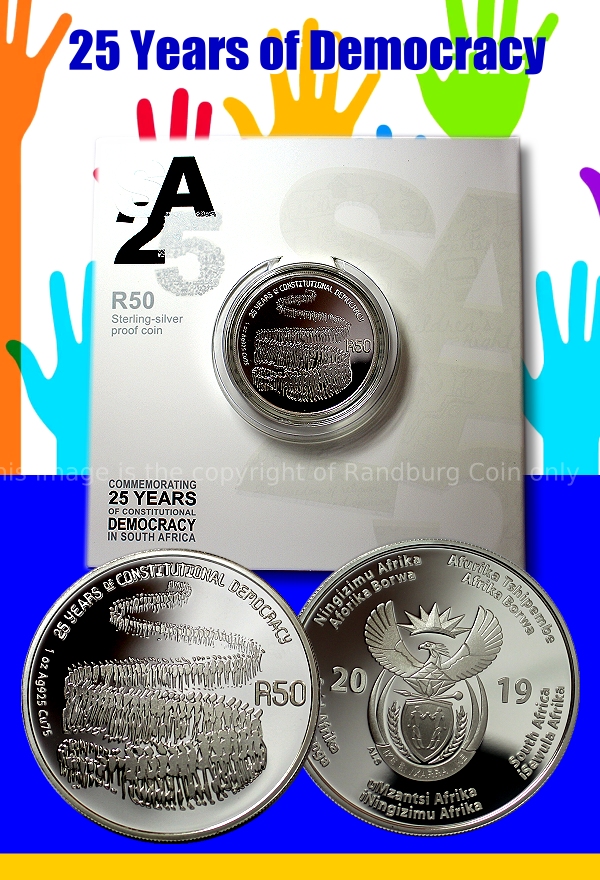 2019 R50 Sterling Silver Proof Coin 25Year Democracy