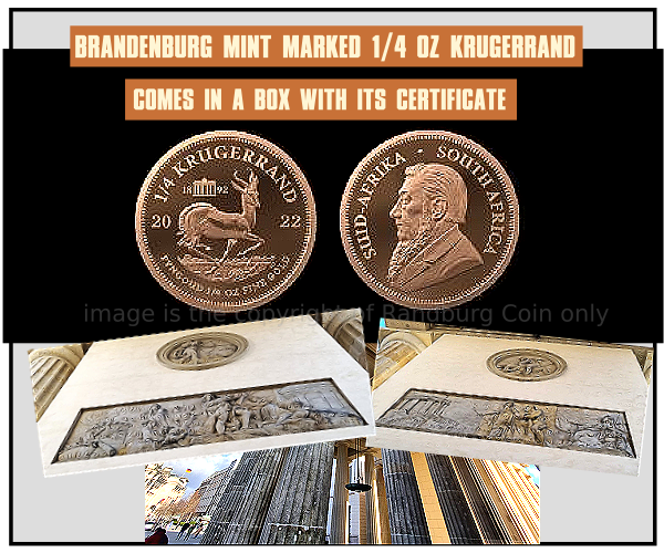 2022 Gold Quarter oz Brandenburg Gate Mintmarked Krugerrand