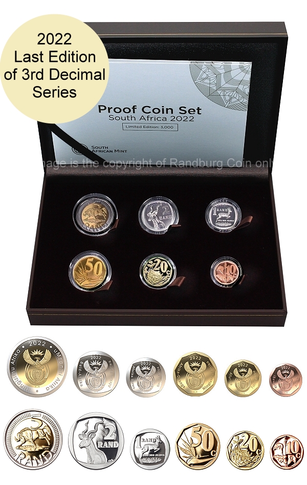 2022 South African Short Proof Set 3rd Decimal Coinage