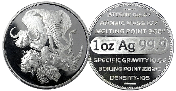 Big 1oz Silver Five Medallion